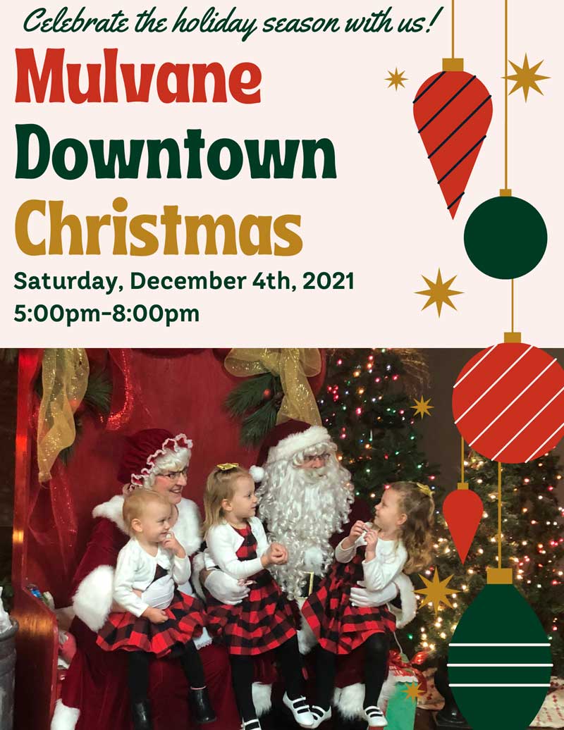 2021 Mulvane Kansas Downtown Christmas Celebration Announcement